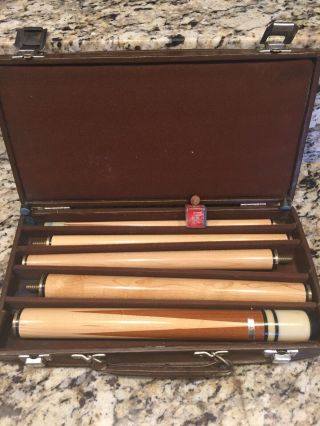 Vintage 5 Piece Pool Cue With Hard Case And 3 Tips