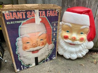 Vintage Empire Blow Mold Giant Santa Face Christmas Outdoor 36 " Huge