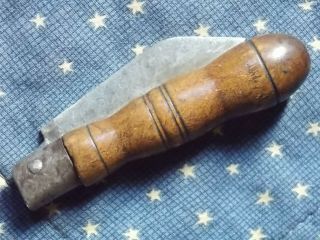 Revolutionary War era Penny Knife.  18th early 19th century.  Turned wood handle 3