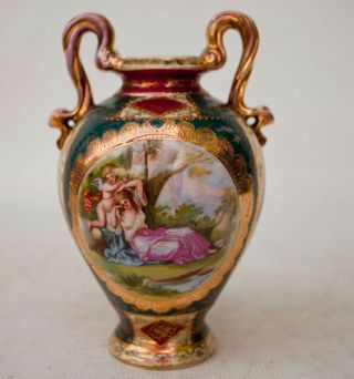 Vintage Antique European Likely German Hand Painted Porcelain Portrait Vase