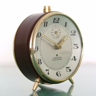 Junghans Trivox Silentic Alarm Top Clock German 1960s Vintage Shelf/mantel Metal