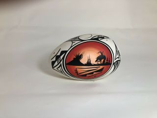 Vintage Navajo Indian Pottery Egg Jar Pot Signed M.  Aikhere