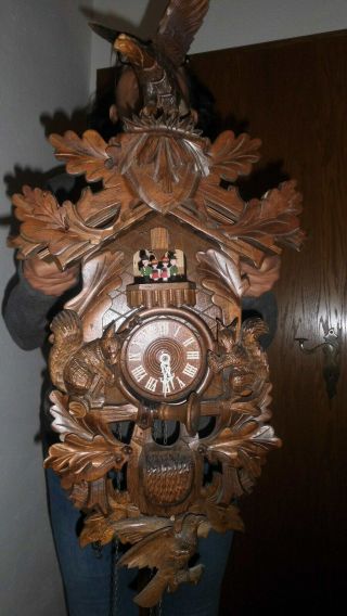 Big Cuckoo Clock Black Forest 8 Day Mechanical 2 Melodie With Dancer
