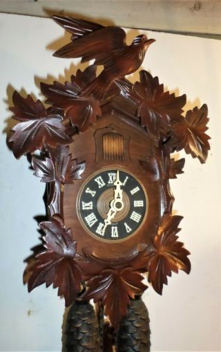 Rare Old Rustic Carved German Black Forest Unusual 8 Day Cuckoo Clock