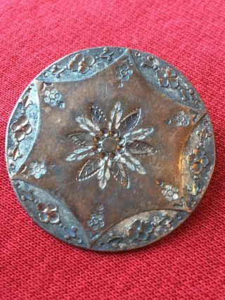 Huge 18th Century Antique Colonial Engraved Copper Button with Gilt 2