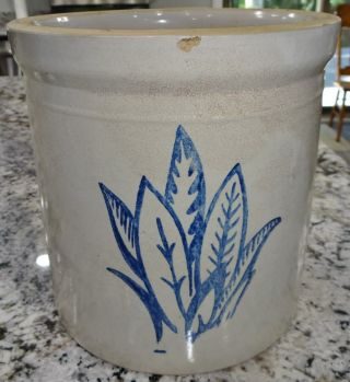 Western Stoneware 2 Gallon Crock Maple Leaf Pottery Vtg Antique B