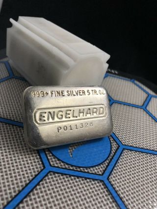 Vintage Engelhard 5 Troy Oz.  999 Silver Hand Poured Loaf Bar Ingot P011328 Rare