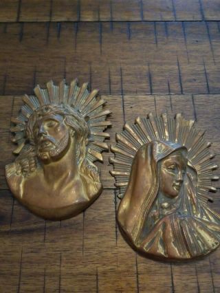 Vtg Metal Jesus And Mary Assemblage Mixed Media Art Supplies Altar Artwork