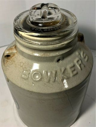 Early 1900s Bowker ' s PYROX POISON STONEWARE Jar - Advertising Crock - Antique - 2