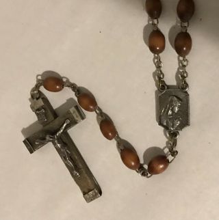 Rosary Beads Vintage 20” Wooden Beads Our Lady Of Fatima