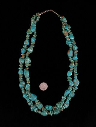 Vintage Navajo Necklace - Sterling Silver And Turquoise Nuggets