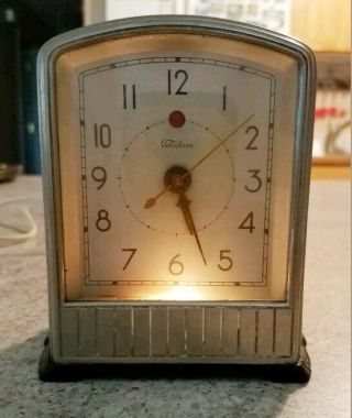 Vintage Telechron Dura - Silver Alloy Electric Alarm Clock Model 711 Accurate Time