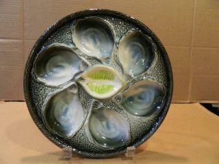 Oyster Plate St.  Clements France Hand Painted 9 3/4 " Vintage [x]