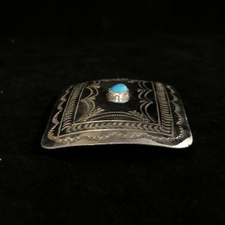 Vintage Navajo Sterling Silver And Turquoise Belt Buckle.  925/ Unsigned 2