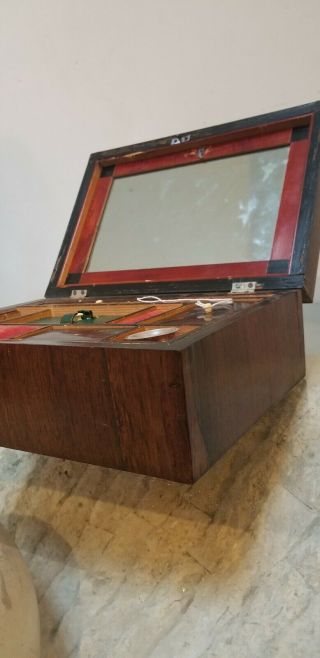 Antique Rosewood Travel Lap Desk Writing Box