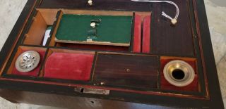 Antique Rosewood Travel Lap Desk Writing Box 3