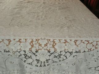 Vintage Quaker Lace Tablecloth White Cotton Quaker Lace Cloth 80x70 Lace Cloth