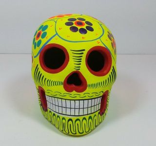 Handcrafted Talavera " Day Of The Dead Skull " Mexican Folk Art Alebrije Catrina