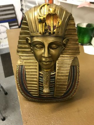Egyptian King Tut Pharaoh Figurine Statue Ancient Sculpture 3d Face Head 10 " H