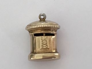 Vintage 9 Ct Gold Post Letter Box Charm Pendant.  1/2” X 7/16.  0.  9 Grams