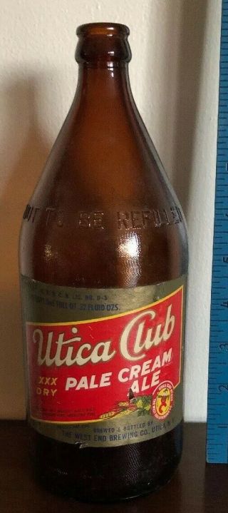 Utica Club Pale Cream Ale Vintage Quart Bottle