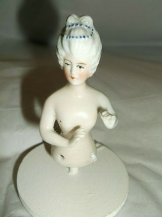 Antique Victorian Porcelain Half Doll Germany Art Deco 3 " W/grey Hair Open Arms