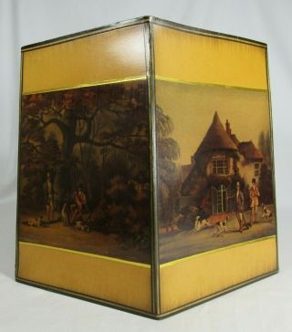 FOX HUNTING SCENE LAMP SHADE antique vintage hounds large HEXAGON translucent 2