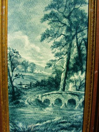 ANTIQUE 19THC.  CRAVEN DUNNIL FRAMED HAND PAINTED ENGLISH COUNTRYSIDE TILE 2