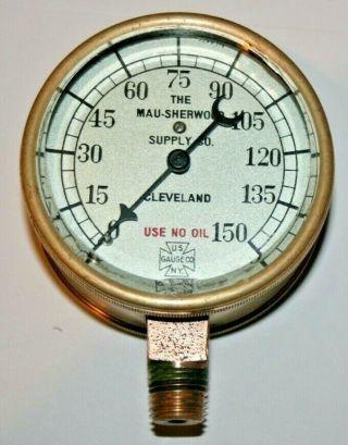 Vintage U.  S Gauge Co N.  Y Brass Pressure Gage 0 - 150 Mau - Sherwood Supply Co.  1929