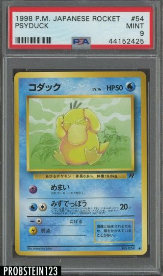 1998 Pokemon Japanese Rocket Pocket Monsters 54 Psyduck Psa 9