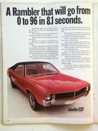 Javelin Sst Cars Print Ad 1967,  