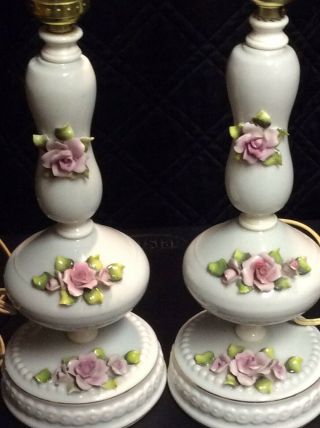 Vintage Capodimonte Style Porcelain Roses Boudoir Cottage Shabby Chic