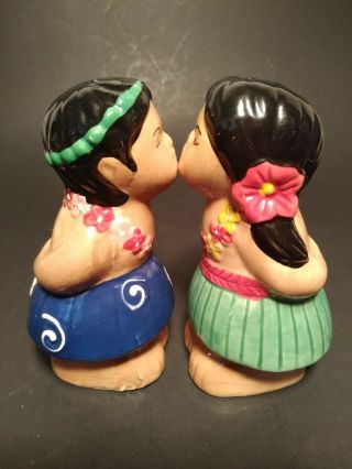 Hawaiian Boy And Girl Kissing Salt & Pepper Shakers