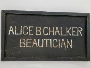 Vtg Antique Hand Painted Advertising Sign Wood Beauty Shop Beautician 20 X 12 Ct