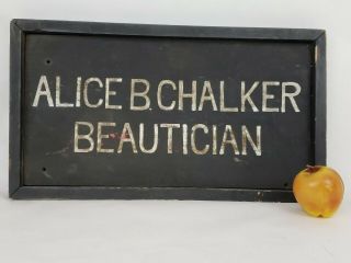 VTG Antique Hand Painted Advertising Sign Wood Beauty Shop Beautician 20 x 12 CT 2