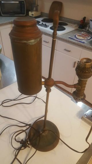Antique Manhattan Brass Co 1876 - 1879 Student Desk Lamp Electrified Oil Lantern