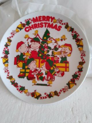 Vintage Peanuts Christmas Plate 1966 Charlie Brown