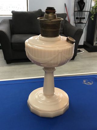 Antique Aladdin Tall Lincoln Drape Alacite Oil Lamp W/ Model B Burner Vintage