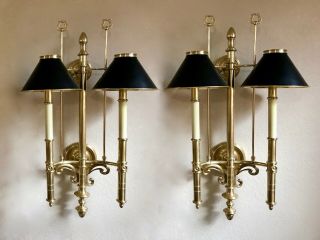 Set Of 2 Vintage Savannah Two Arm Solid Brass Sconce By Chapman