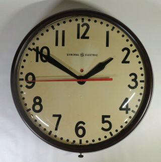 Vtg Ge General Electric School House Clock Wall Retro Usa Industrial Glass