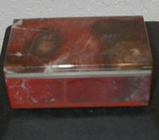 Rare Vintage Red Jasper Trinket Jewelry Box 4 " Long Nr