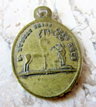 Vintage Brass / Catholic Medal Of St Hubert And St Roch / Religious Pendant