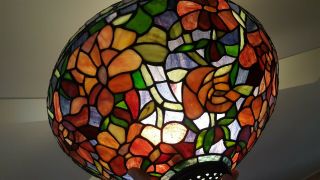 Vtg Stamped Numbered Dale Tiffany Stained Glass Lamp Shade Floral 16 " Shade Only