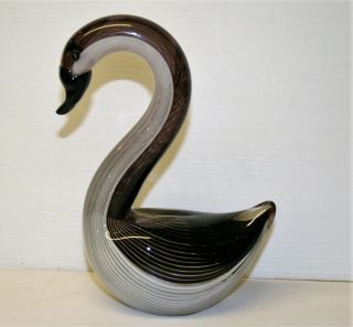 Vintage Murano Filigrana Art Glass Swan Bird Sculpture by Dino Martens 6.  5 