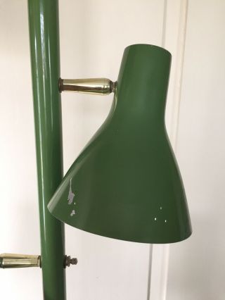 Vintage Green Mid Century 3 - Shade Tension Pole Lamp MCM RETRO 3
