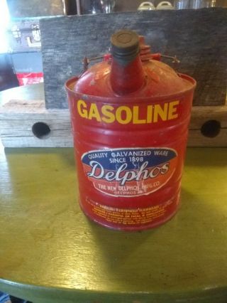 Vintage 1960s Delphos 1gallon Gasoline Can//rare//fire Hydrant Top.