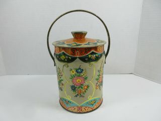 Vintage Murray Allen Made In England Floral Flowers Tin Canister Can Container