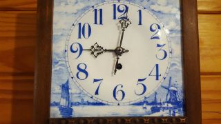 Vintage Blue Delft Porcelain Wall Clock with Crossed Arrows 2
