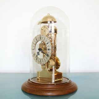 Vintage Kieninger Mantel Clock Translucent Germany Dome Skeleton Bell Chime Top