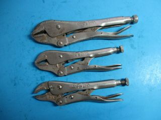3 Vintage Petersen Vise Grip 10r - 7r - 7cr Adjustable Locking Pliers